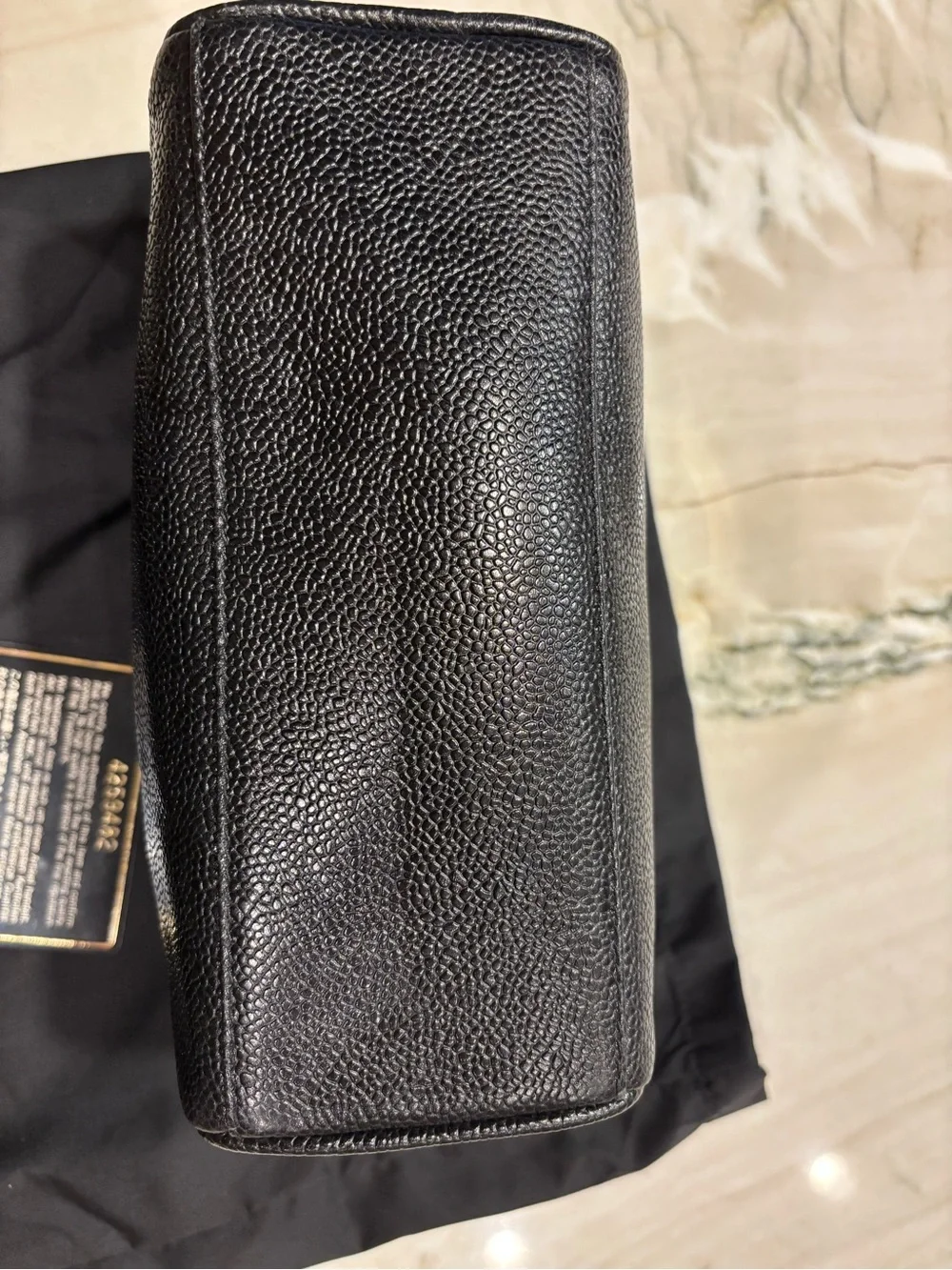 CHANEL Black Caviar Leather Zipped Cosmetic Pouch